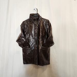 M COLLECTION Brown Supple Patchwork Leather Jacket Mens Small S FLAWED